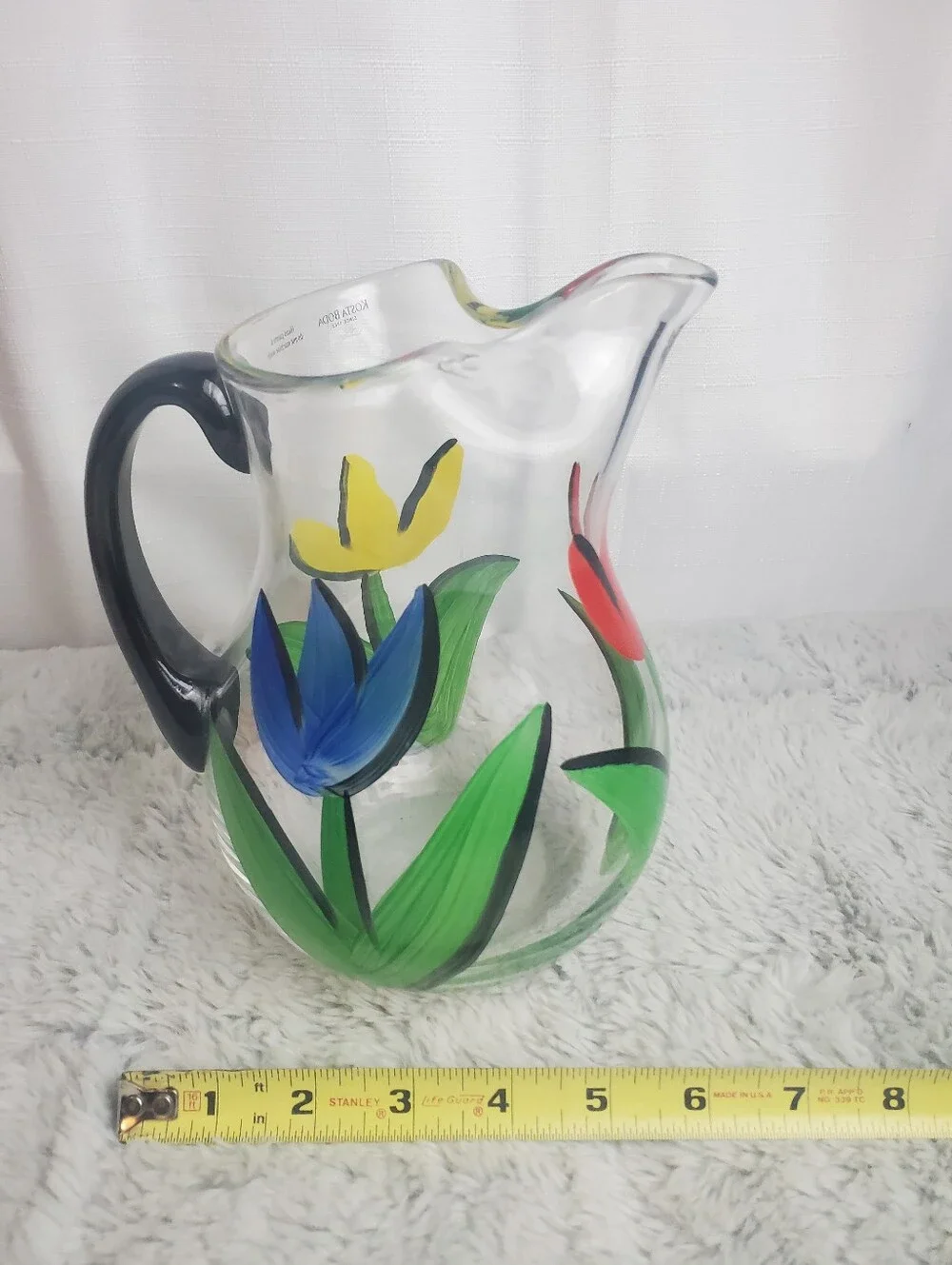VTG Kosta Boda Ulrica Hydman-Vallien Art Glass 'Tulipa' Pitcher EUC Orig Sticker